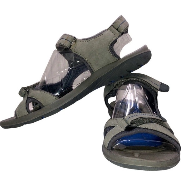 Rugged Outback Womens Sandals Size 9.5 Gray Blue 3 Straps Hook And Loop Closure - Picture 1 of 7